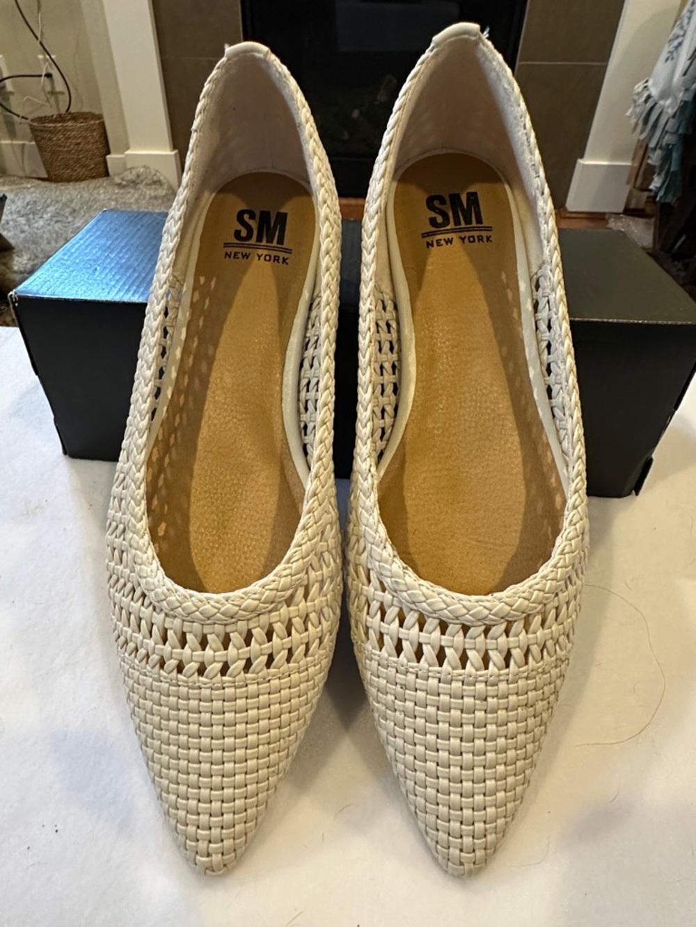 SM New York Woven Pointed-Toe Ballet Flats Size 8.5M‎ Boho Summer Chic NEW